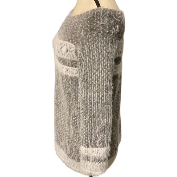 Sleeping on snow Anthropologie wool blend fair isle nordic faroe Sweater M Gray - Picture 9 of 11